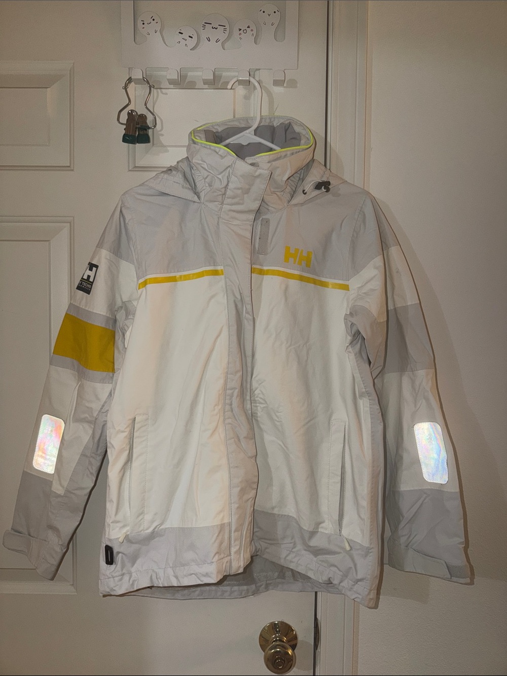 Helly Hansen White, Light Gray & Yellow  Jacket